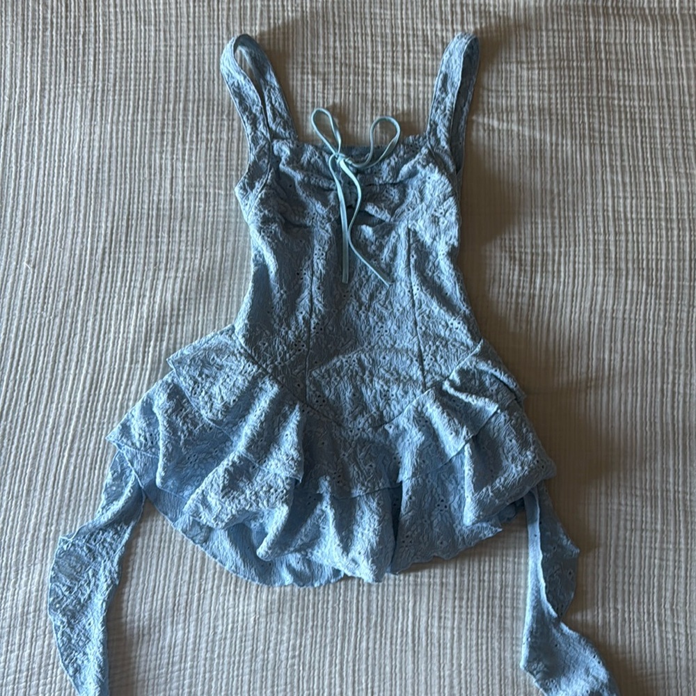 Mini light blue floral dress, size M/6